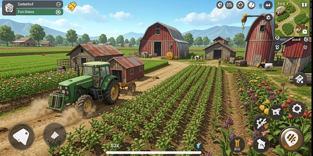Screenshot gameplay 5ZK menampilkan aktivitas bertani yang seru dan interaktif.