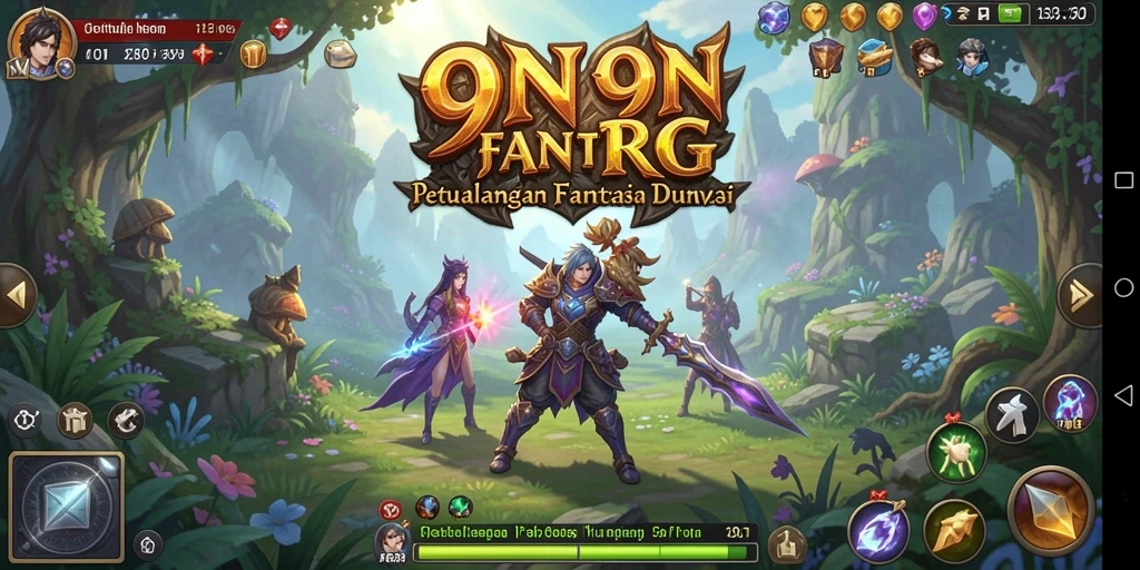 Screenshot gameplay RPG 9N9N yang memukau dan dinamis.
