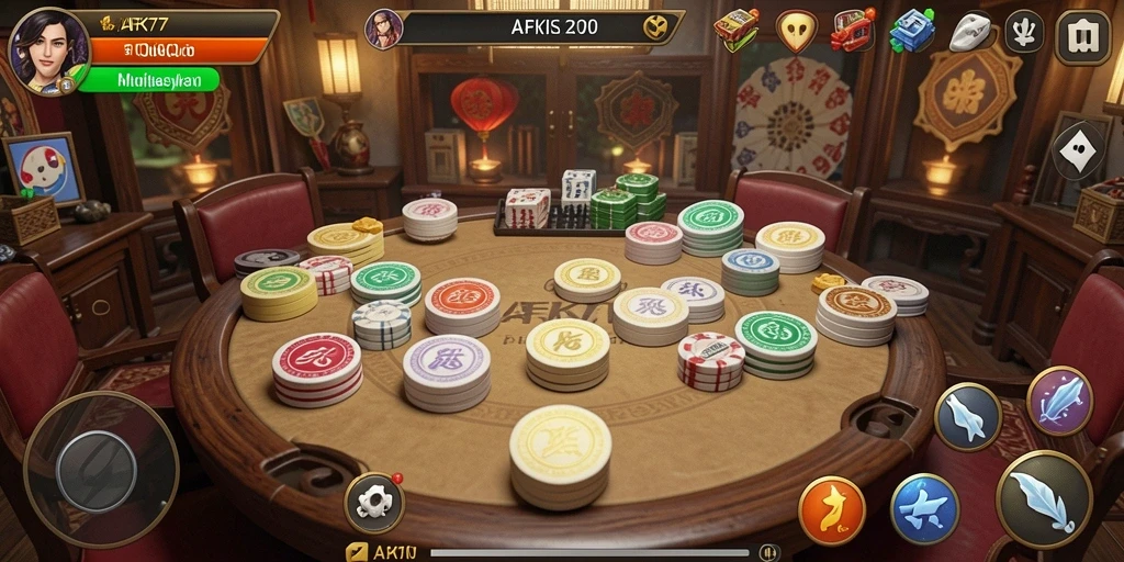 Screenshot AFK77 menampilkan aksi seru dalam permainan QiuQiu.