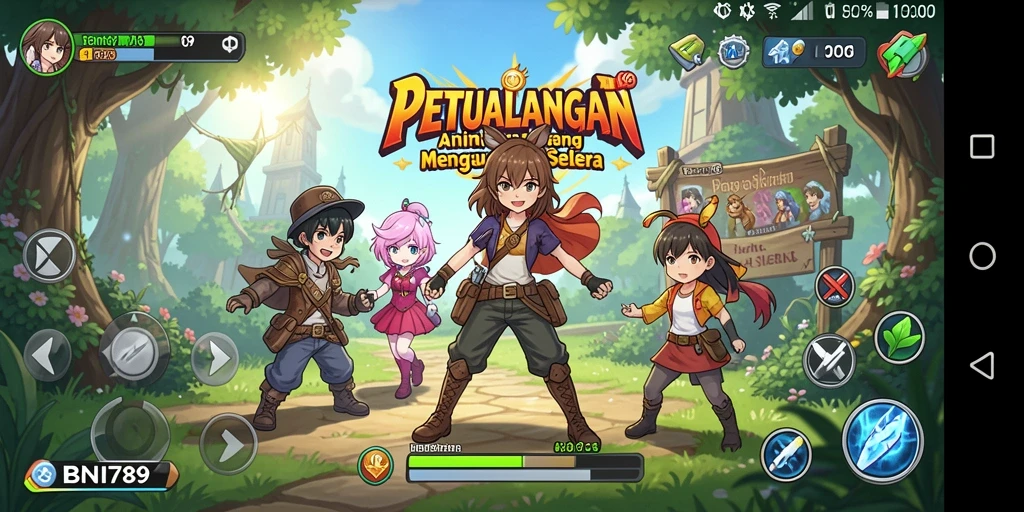 Tampilan gameplay BNI789 menampilkan karakter anime dalam pertarungan seru.