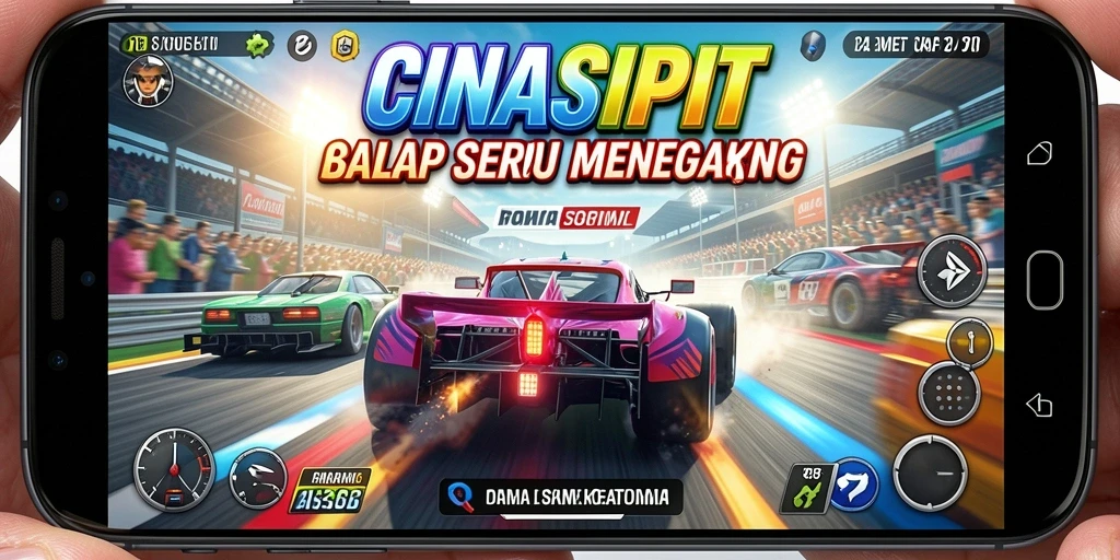 Screenshot gameplay CINASIPIT yang menampilkan aksi balapan seru.