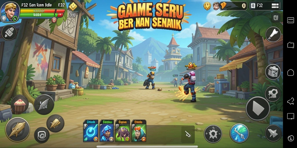 Tampilan gameplay F32 yang menawan dan interaktif dengan elemen Idle.