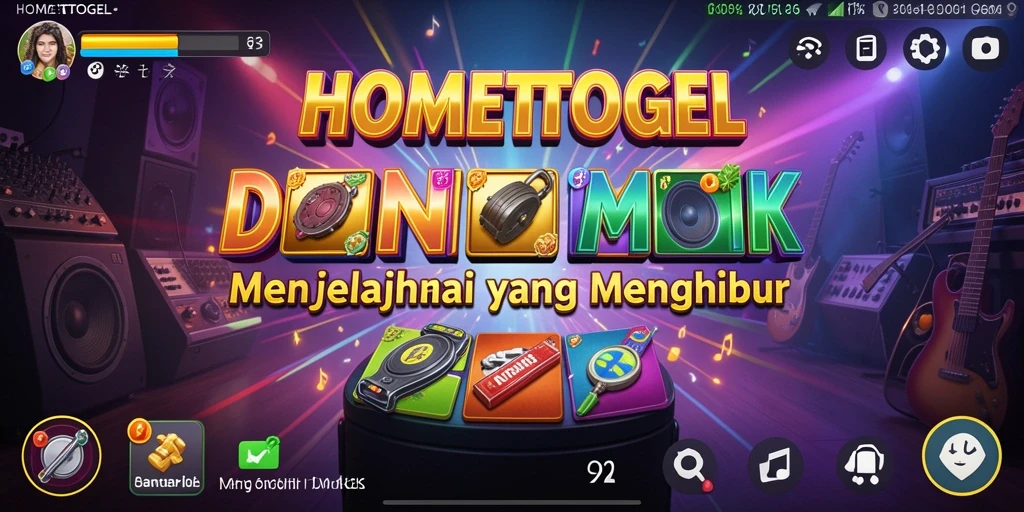 Tampilan menarik saat bermain HOMETOGEL dengan lagu-lagu favorit.