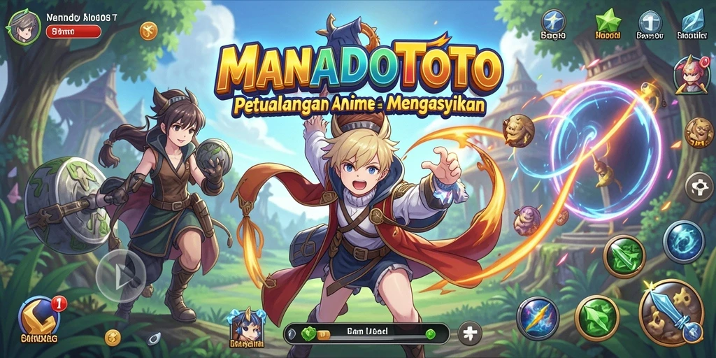 Tampilan gameplay menarik di dalam MANADOTOTO dengan karakter Anime.