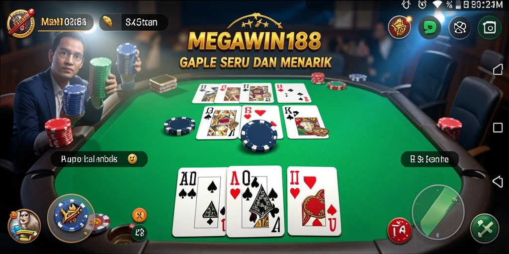 Screenshot gameplay MEGAWIN188 yang menampilkan suasana seru bermain Gaple.