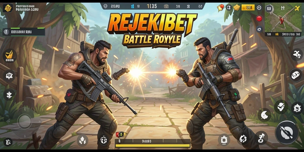 Tampilan gameplay seru di REJEKIBET saat bertempur di arena Battle Royale.