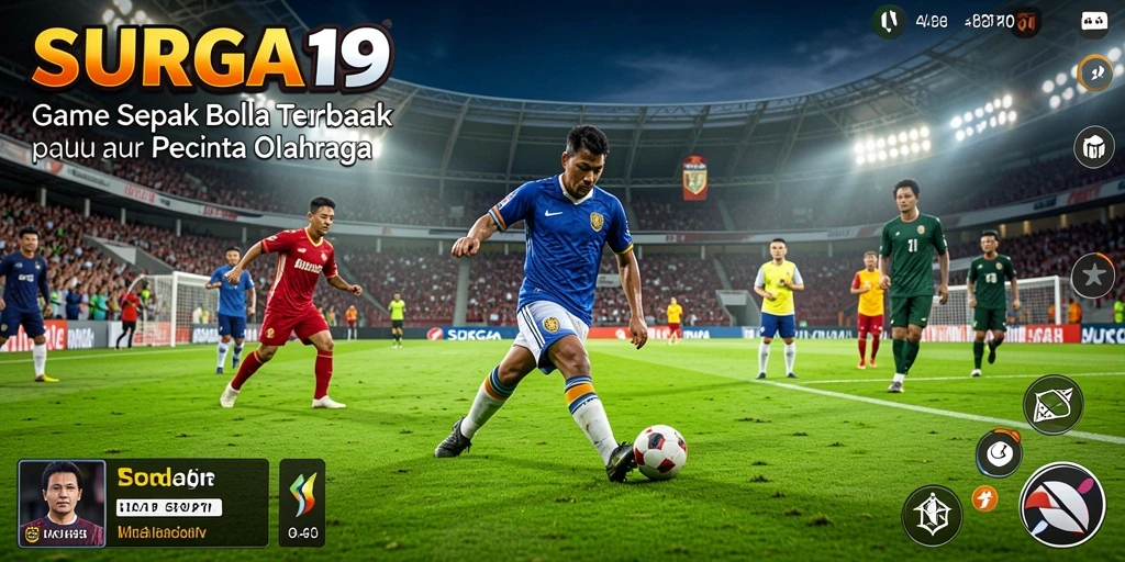 Tampilan gameplay seru dari SURGA19 saat pertandingan sepak bola.