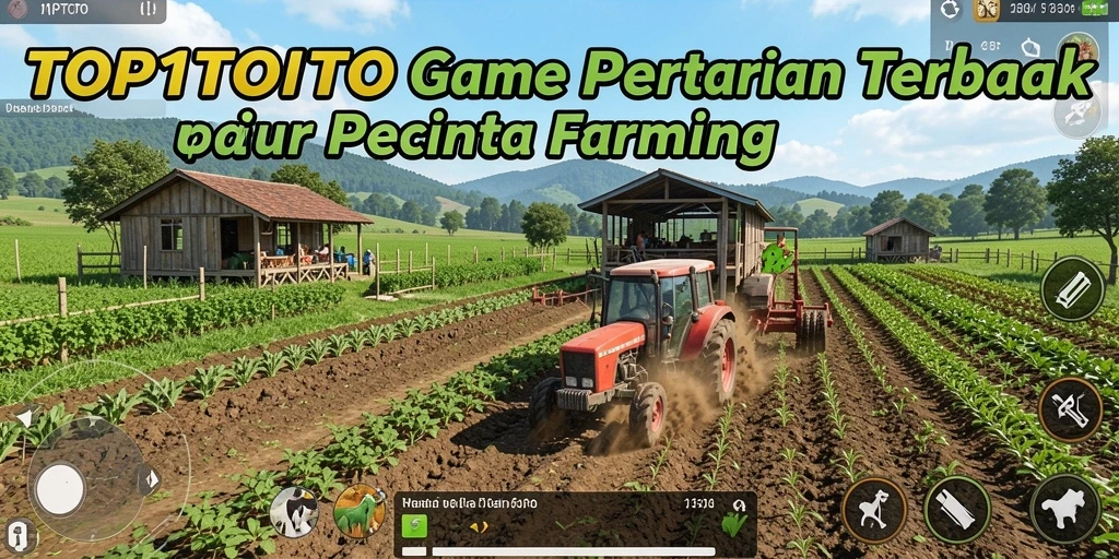 Tangkapan layar gameplay TOP1TOTO yang menampilkan suasana pertanian yang interaktif.