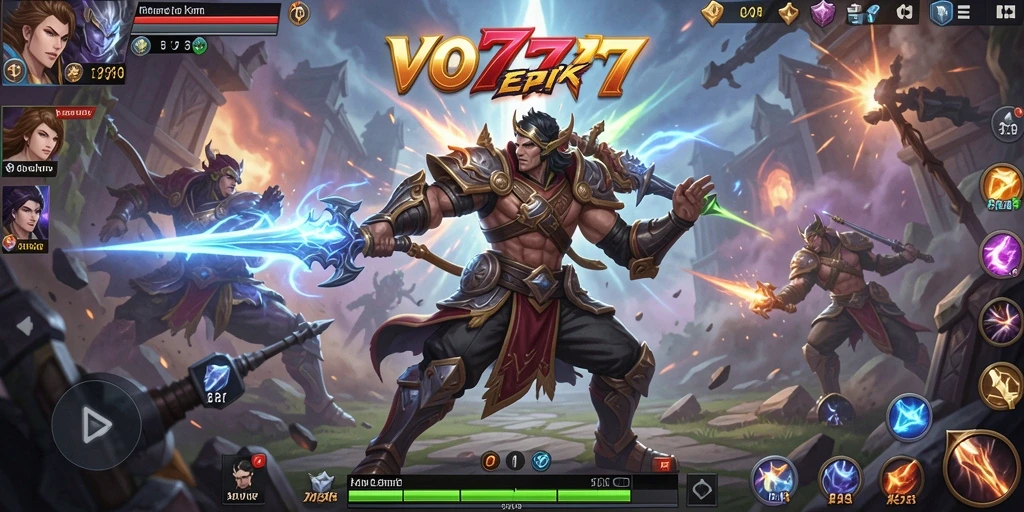 Tangkapan layar permainan VO777 yang menampilkan aksi MOBA yang seru.